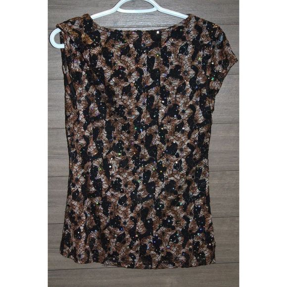 Wrapper Multicolor Surplice Neckline Blouse w/ Sequins size Large - Picture 3 of 3